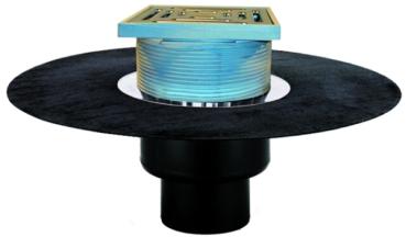 Dachablauf DN110 mit Bitumenmanschette und Heizung (10-30W/230V). Begehbar - 148x148mm / 137x137mm  HL62.1BH/1